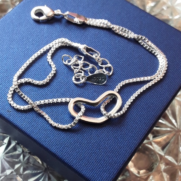 A3 NEW Sterling Double Chain Floating Heart - Picture 4 of 7